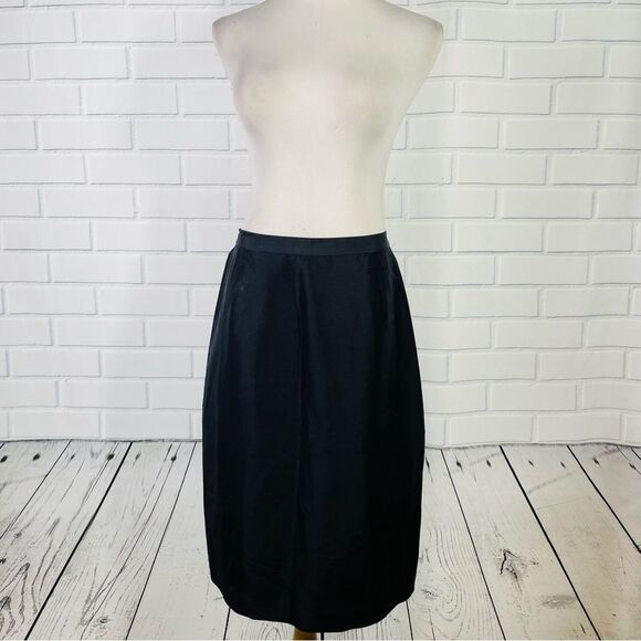 10/$25🦋 Spenser Jeremy Black 100% Silk Pencil Skirt - Size 12 - Picture 1 of 12
